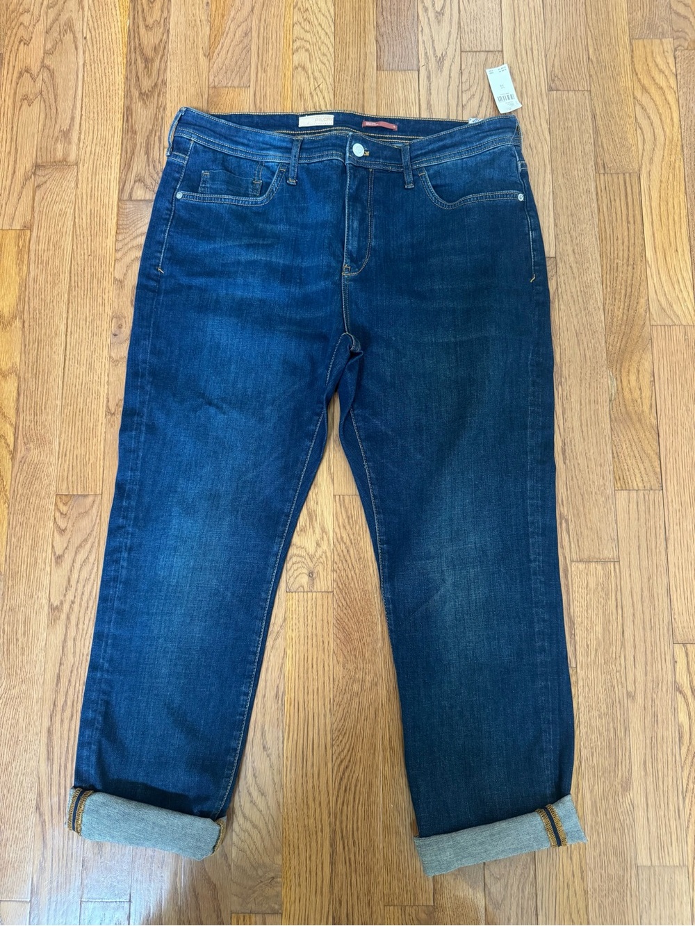 NWT Pilcro Anthropologie Women's Boyfriend Slim Jean Plus Sz 32 Blue Denim